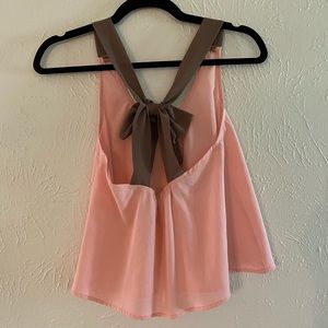 Pink/Brown Tie Back Tank Top - Size S - Mimi Chica
